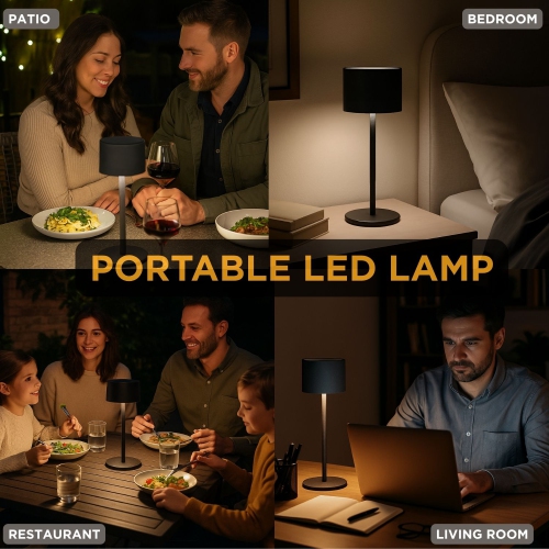 Abbott Classic Solar LED Table Lamp, Solar & USB Rechargeable Light, Dimmable with 3 Brightness Levels – Outdoor-friendly for Patio or Garden, 12",