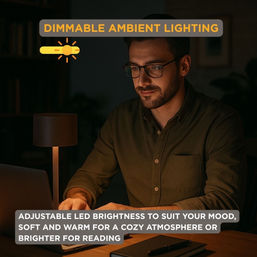 Abbott Classic Solar LED Table Lamp, Solar & USB Rechargeable Light, Dimmable with 3 Brightness Levels – Outdoor-friendly for Patio or Garden,