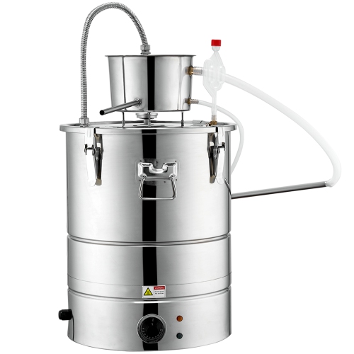 VEVOR 9 Gal 30L Water Alcohol Distiller,Home Distillery Kit include Stainless Steel Tube & Pump & One-way Exhaust Valve & Thermometer for DIY Whisky