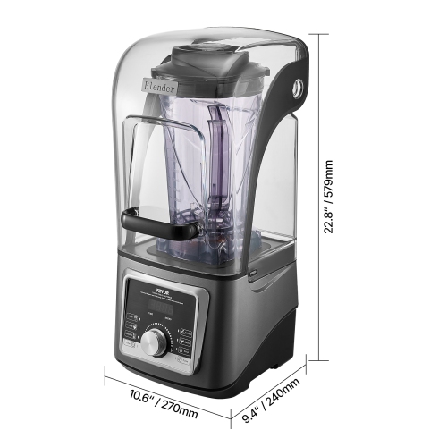 VEVOR 135 oz 1400W Blender for Smoothies, Professional Blender with Motor, Multi-Functional Food Processing Blender with Noise Cover for