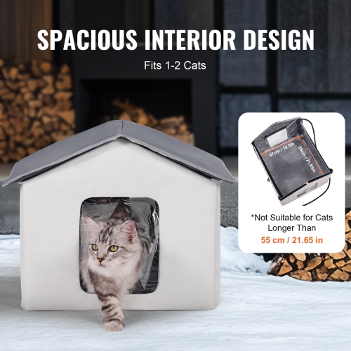 Cabane chauffée pour chats VEVOR 600D, abri pour chats extérieur avec minuterie, abri pliable en tissu Oxford avec coussin chauffant pour l'hiver,