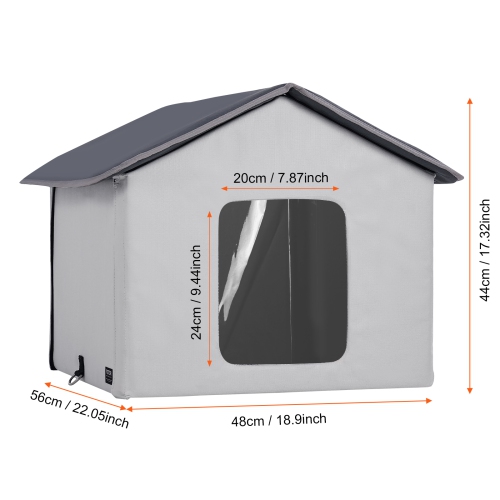 Cabane chauffée pour chats VEVOR 600D, abri pour chats extérieur avec minuterie, abri pliable en tissu Oxford avec coussin chauffant pour l'hiver,