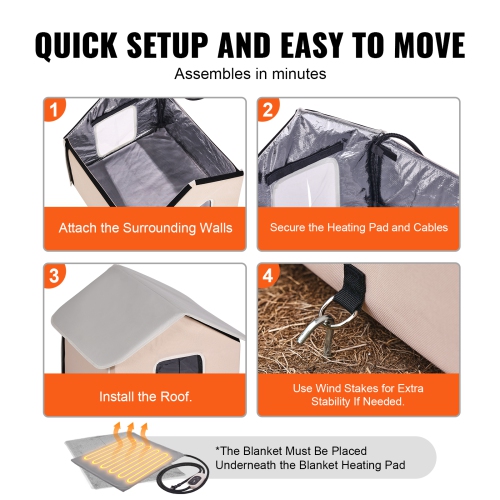 VEVOR 600D Elevated Heated Cat House, Outdoor Kitty Shelter with Timer, Oxford Cloth Foldable Cat Shelter with Heated Pad for Winter to Stay Warm and