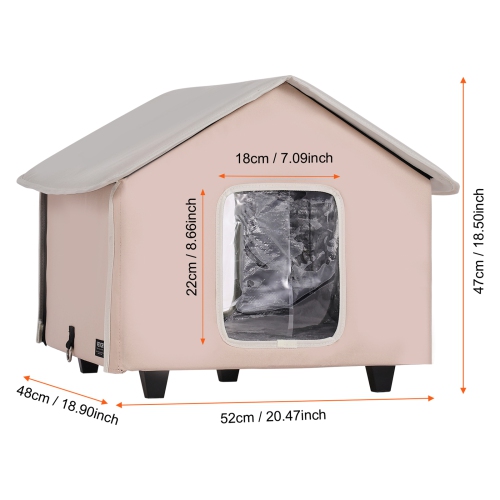 VEVOR 600D Elevated Heated Cat House, Outdoor Kitty Shelter with Timer, Oxford Cloth Foldable Cat Shelter with Heated Pad for Winter to Stay Warm and