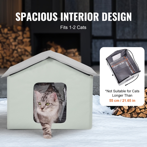 VEVOR 600D Heated Cat House,Outdoor Kitty Shelter with Adjustable Temperature and Timer, Oxford Cloth Cat Shelter with Heated Pad for Winter to Stay