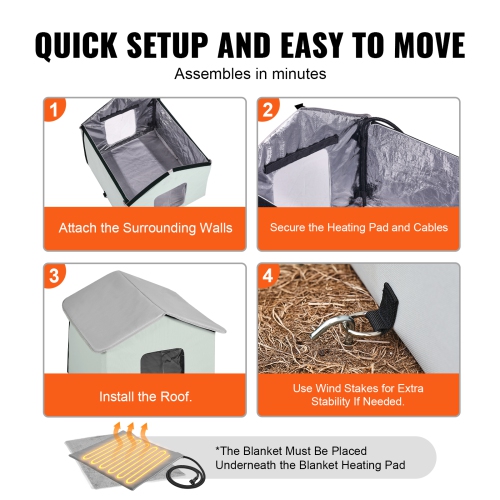 VEVOR 600D Heated Cat House,Outdoor Kitty Shelter with Adjustable Temperature and Timer, Oxford Cloth Cat Shelter with Heated Pad for Winter to Stay