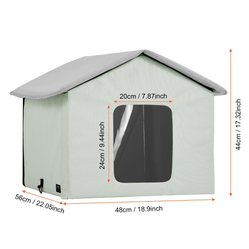 VEVOR 600D Heated Cat House,Outdoor Kitty Shelter with Adjustable Temperature and Timer, Oxford Cloth Cat Shelter with Heated Pad for Winter to Stay