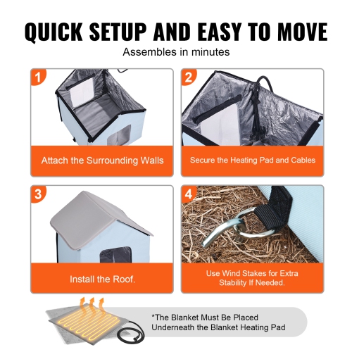 VEVOR 600D Heated Cat House, Outdoor Kitty Shelter with Timer, Oxford Cloth Foldable Cat Shelter with Heated Pad for Winter to Stay Warm and Cozy,