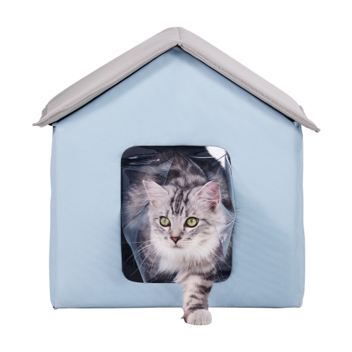 VEVOR 600D Heated Cat House, Outdoor Kitty Shelter with Timer, Oxford Cloth Foldable Cat Shelter with Heated Pad for Winter to Stay Warm and Cozy,