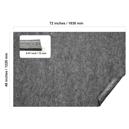 VEVOR 2'x8' Protective Cushioning Carpet Pad, 7.875' Actual, 1/4"Thick, Dual Surface, Polyester Felt + Latex, 1-2㎡ Area Carpet Padding Rug Cushion