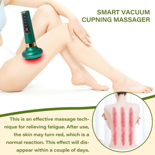 Smart negative pressure cupping massager Smart cupping massager relieves back muscle pain Green long handle scraping instrument 12 levels