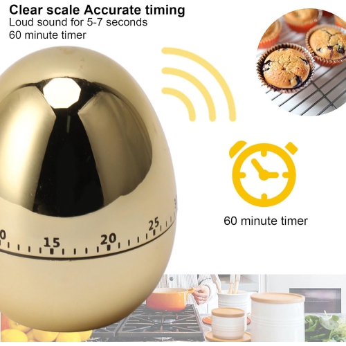 Egg Kitchen Timer, 60 Minutes Egg Model Cooking Alarm Clock, Kitchen Mechanical Timer Gadget, Suitable for Cooking, Learning, Decoration