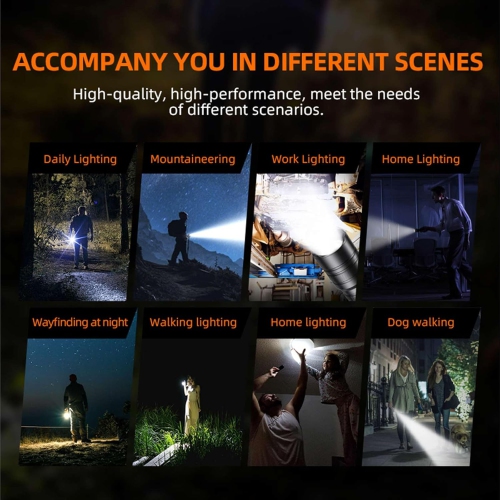 Mini lampe de poche tactique, petite lampe de poche super lumineuse, puissante et rechargeable LED avec 5 modes d'éclairage, Maison, Urgence, Camping