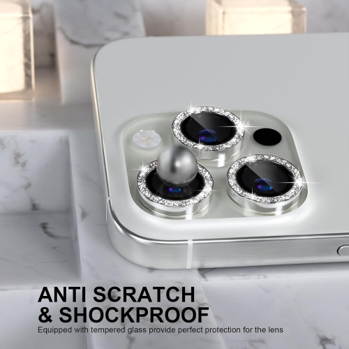 Pour iPhone 16 Pro | 16 Pro Max - Triple protecteur de lentille d'appareil photo indépendant - Hawkeye scintillant [Argent]
