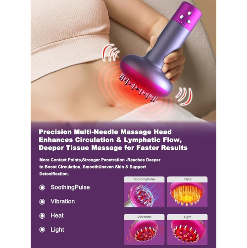 Lymphatic massager fat reduction vibration meridian dredging instrument handheld meridian brush weight loss artifact scraping purple light + 5