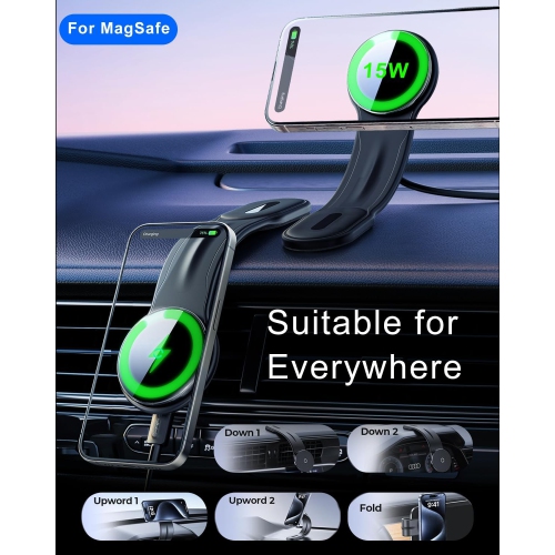 Car Charger Wireless Car Charger Mobile Phone Holder Adjustable Aluminum Arm Super Magnetic Car Holder Suction Cup Holder Black CZ-30 Upgraded