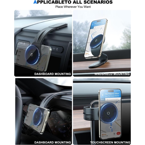 Car Charger Wireless Car Charger Mobile Phone Holder Adjustable Aluminum Arm Super Magnetic Car Holder Suction Cup Holder Black CZ-30 Upgraded