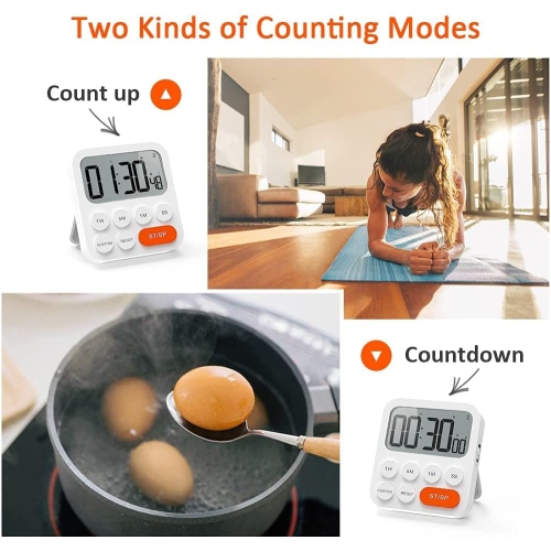 Timer baking time digital timer digital student timer with magnetic stand alarm clock student white plastic magnetic - C