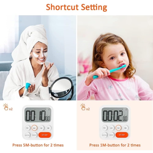Timer baking time digital timer digital student timer with magnetic stand alarm clock student white plastic magnetic - C