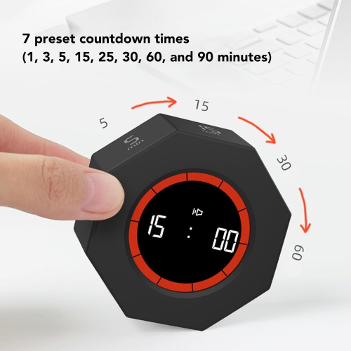 Minuterie à bascule Learning Time Manager Enfants Self-discipline punch Timer Kitchen Fitness Timer Silencieux - Noir