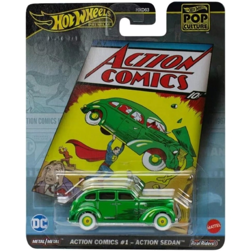 Hot Wheels Model Car Superman Action Comics 1 Action Sedan - Die Cast Scale 1:64 - Length 8 cm - HVJ50 - Series Pop Culture