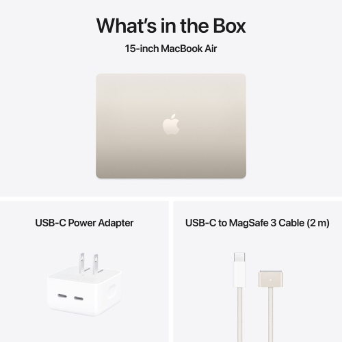 Open Box - Apple MacBook Air 15.3" w/ Touch ID - Starlight (Apple M4 / 16GB RAM / 256GB SSD) - English
