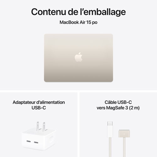 Boîte ouverte - MacBook Air 15 3&nbsp;po + Touch ID Apple - Comète (M4 Apple/RAM 16&nbsp;Go/SSD 256&nbsp;Go) - Français