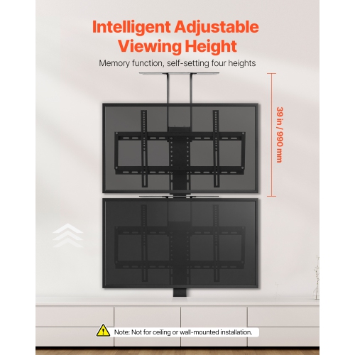 VEVOR Motorized TV Lift Stand, 120lbs max Load Adjustable TV Lift Stand Mount Bracket, Vertical Electric TV Bracket with Remote Control, with Max