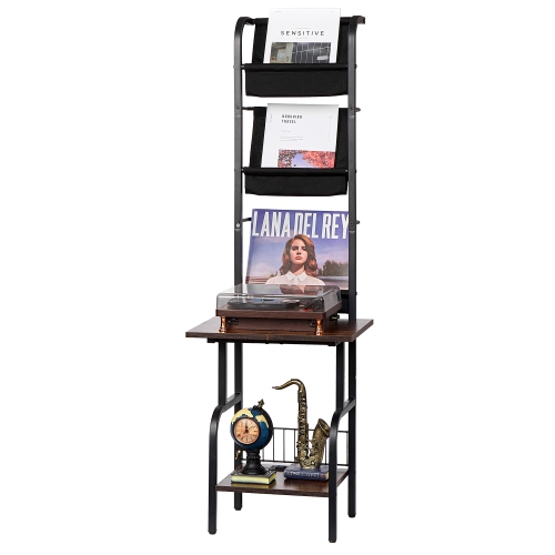 VEVOR  Record Player Stand, 5 Tiers Tall Vinyl Record w Charging Station & USB Ports, Holds Up to 200 Albums, Turntable Stand w Record Holder
