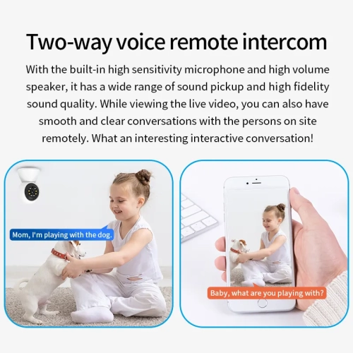 Caméra intelligente PTZ Ultra HD 3K – Surveillance panoramique à 360° Vision nocturne 10&nbsp;m Détection de mouvement bidirectionnelle choix de