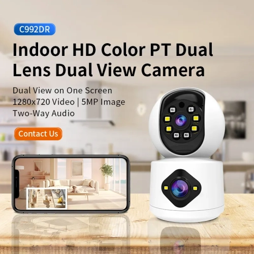 3K ultra-clear PTZ camera|360° panoramic view|15m night vision|two-way voice|AI detection|three-way installation