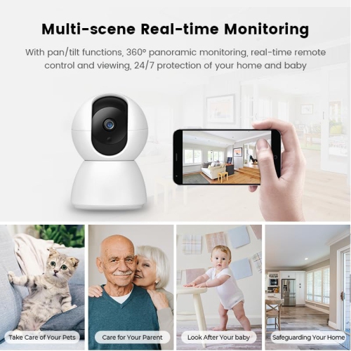 Baby Monitoring Camera with Mobile App, WiFi Indoor Security Camera, Support SD Card, Cloud Storage.