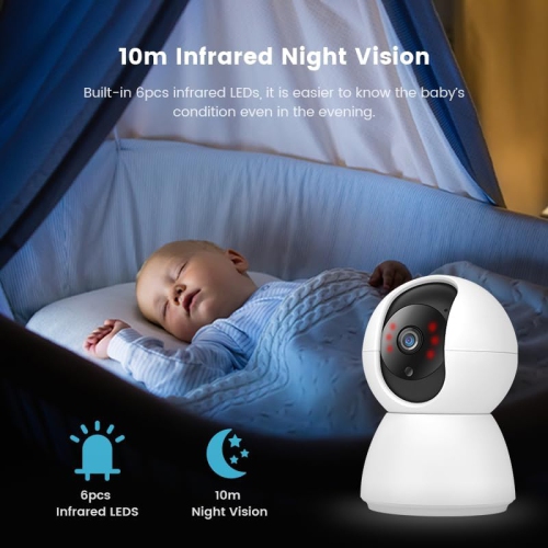 Baby Monitoring Camera with Mobile App, WiFi Indoor Security Camera, Support SD Card, Cloud Storage.