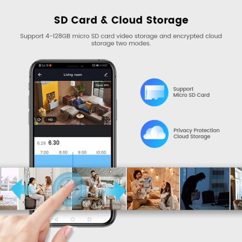 Baby Monitoring Camera with Mobile App, WiFi Indoor Security Camera, Support SD Card, Cloud Storage.