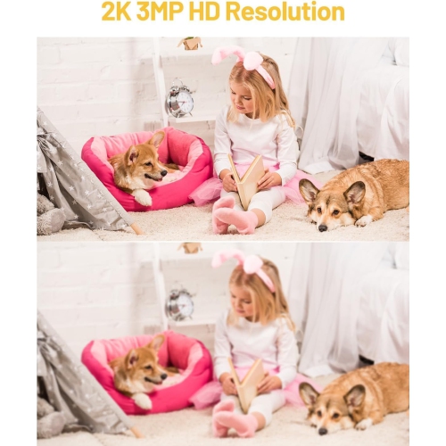 Indoor Security Camera Dual Lens, 2K Pan/Tilt Baby/Dog/Pet Camera with Mobile App, Two-Way Talk, Motion Tracking and Alarm, Night Vision