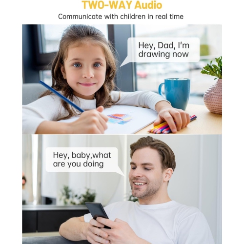 Indoor Security Camera Dual Lens, 2K Pan/Tilt Baby/Dog/Pet Camera with Mobile App, Two-Way Talk, Motion Tracking and Alarm, Night Vision