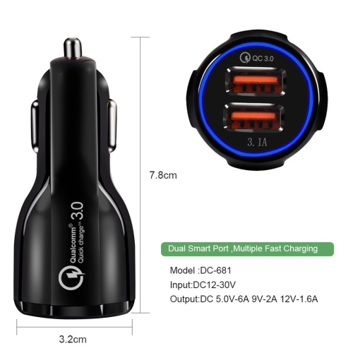 Car Phone Charger Dual USB One to Two Car Charger, suitable for most smartphones, tablets and other USB devices. Made of high-quality fireproof