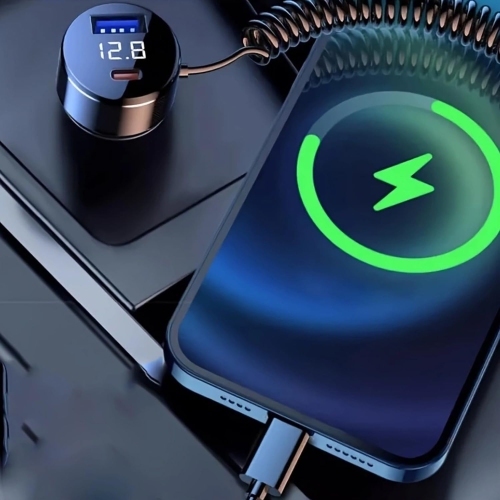 Hot-selling car charger one-to-three car chargers super fast charging, comes with wire aluminum alloy car charger head built-in cable adapter with