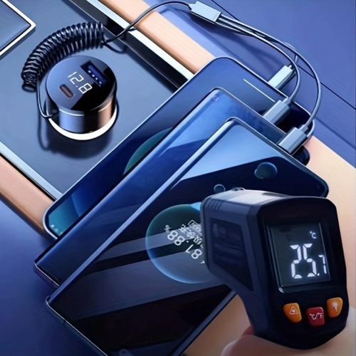 Hot-selling car charger one-to-three car chargers super fast charging, comes with wire aluminum alloy car charger head built-in cable adapter with