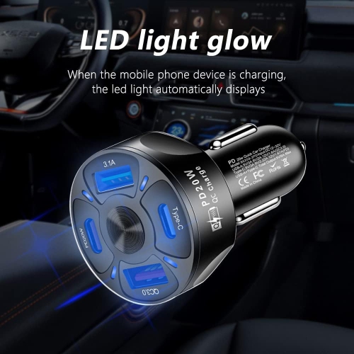 Adaptateur de chargeur pour l'auto, QC3.0 port USB chargeur rapide pour l'auto, chargeur de téléphone mobile pour l'auto Smart Diversion, noir