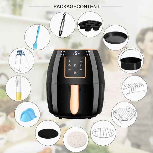 Air fryer household large capacity French fries machine multifunctional electric fryer digital touch screen temperature control fast air crisp
