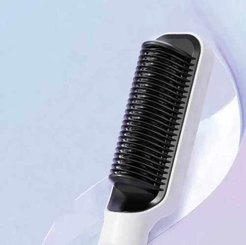 Fer plat à ions négatifs de LCD, brosse chauffante rapide écran LCD, aucun dommage aux cheveux peigne à cheveux électrique deux-en-un, blanc