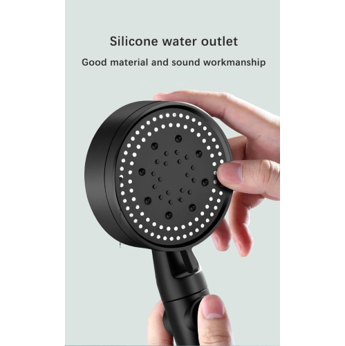 Pressurized universal shower head set, home bathroom shower rain pressurized shower water heater shower head, with stainless steel hose, black