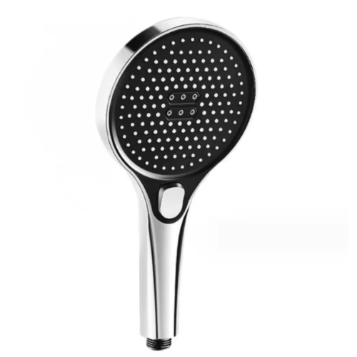 Supercharged shower head, super pressurized bathroom household shower head set, large water output, button shift, automatic adjustment, gray
