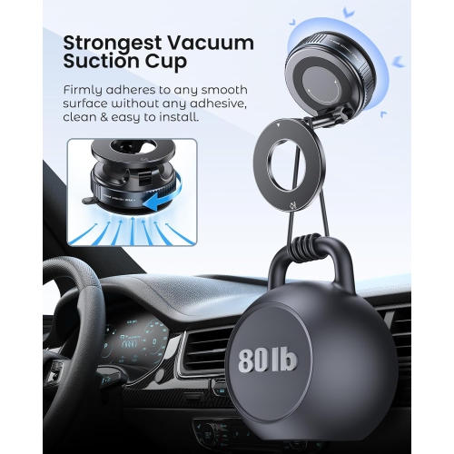 Mobile phone magnetic holder rotatable foldable double-sided suction cup ready-to-use car vacuum adsorption holder 360° adjustable magnetic suction