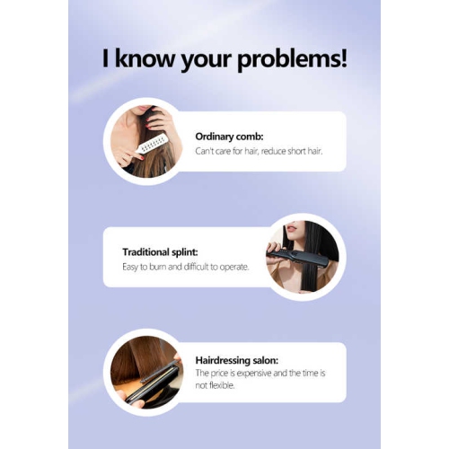 Nouveau peigne électrique chauffant en céramique sans fil LCD de Lazy, port USB, fer plat électronique à 7 vitesses, réglage de la température
