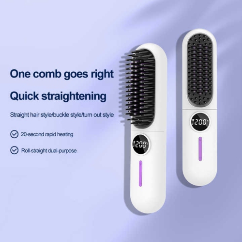Nouveau peigne électrique chauffant en céramique sans fil LCD de Lazy, port USB, fer plat électronique à 7 vitesses, réglage de la température