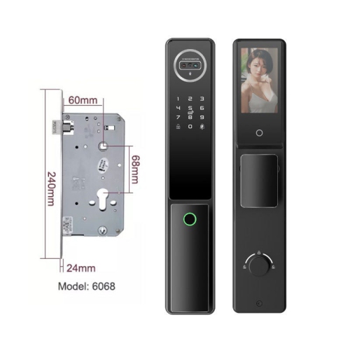 Tuya fingerprint lock 3D fully automatic face recognition cat eye can actively talk to the home security door electronic smart lock, black