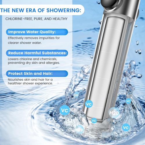 Booster shower head three-speed one-button water cut-off filter spray handheld shower high-pressure shower head - water-saving handheld shower, gray