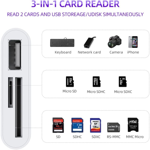 Card reader three in one sd multi-function typec mobile phone android usb adapter multi-port reading mini type-c to sd/tf dual card + USB